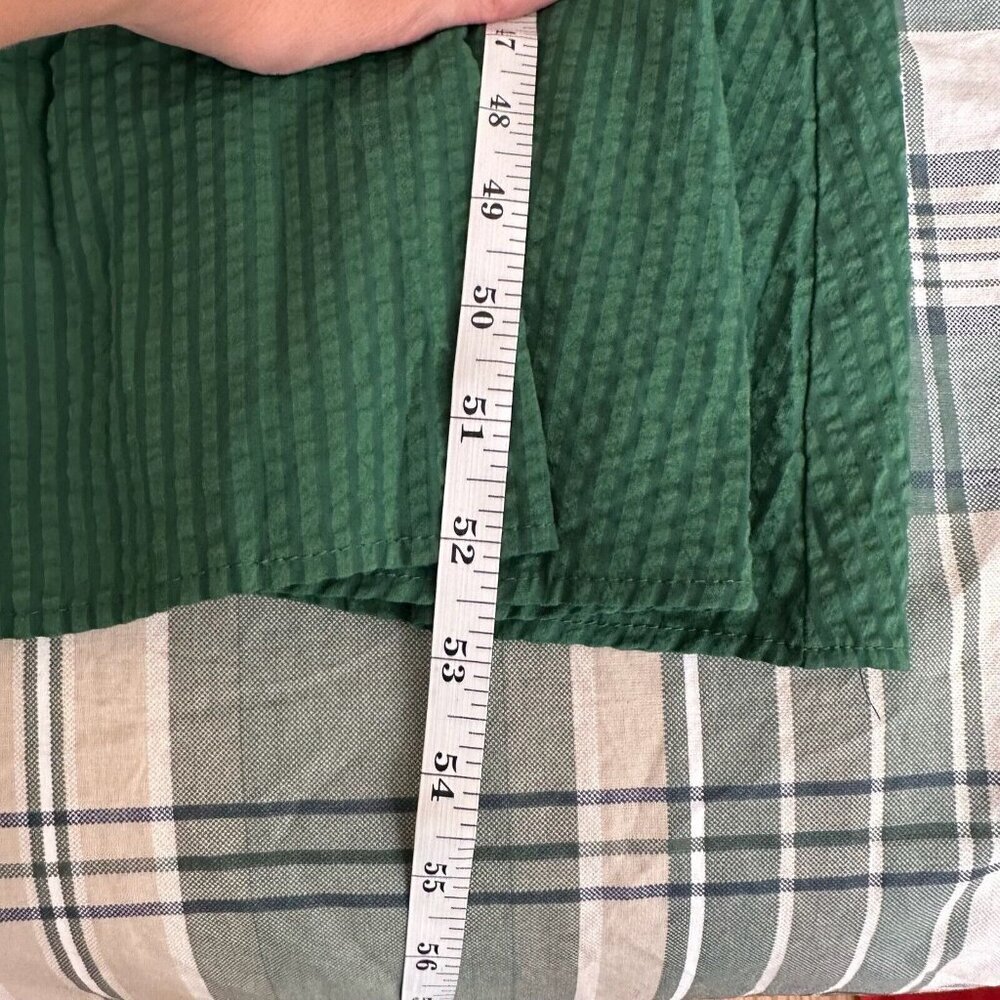 Mango MNG Midi Dress Womens XL Green Striped Boho Puff Sleeve Twist Wrap Tie - Picture 14 of 14